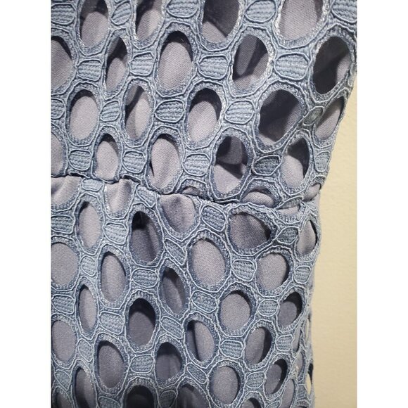 Lane Bryant Blue Sleeveless Geo Eyelet Lace Mesh A Line Fit & Flare Dress Sz 24 - Picture 12 of 16